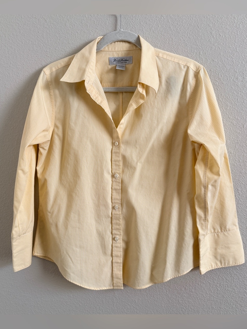 Brooks Brothers Non-Iron Yellow Button-Down Shirt 100% Cotton